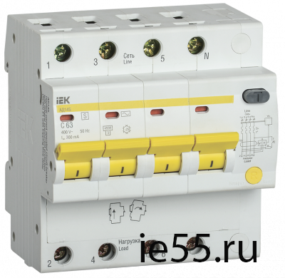 Диф.автомат АД14S 4Р 63А 300мА IEK
