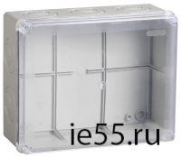 Коробка КМ41276 распаячная для о/п 240х195х90 мм IP55 (RAL7035, прозр. кр., кабельные вводы 5 шт)